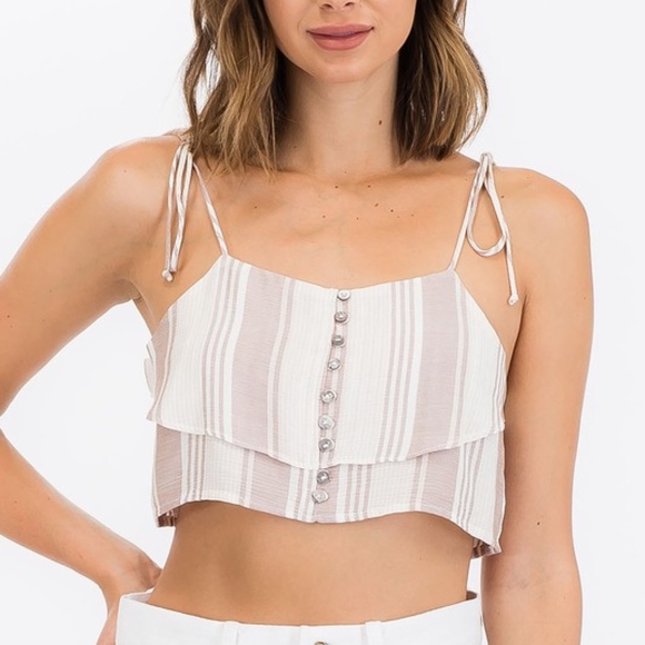 Tops - ✨New Striped Blush Crop Top✨